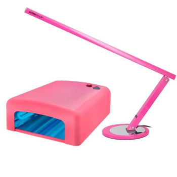 LAMPA NA BIURKO SLIM 20W RÓŻOWA + LAMPA UV 818 RÓŻOWA